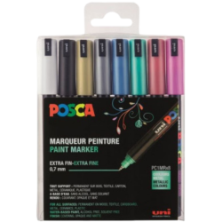 Coffret de 8 marqueurs PC1MR métal - Posca