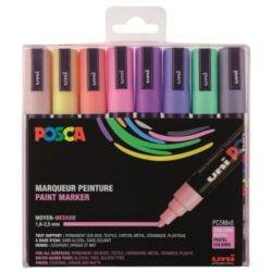 Coffret de 8 marqueurs PC5M couleurs Pastel -  Posca