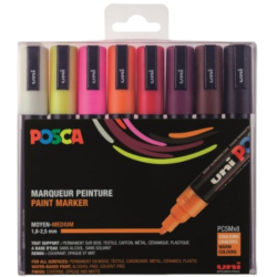 Coffret de 8 marqueurs PC5M couleurs chaudes - Posca