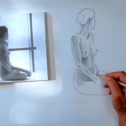 Dessin anatomique : Le corps entier femme assise