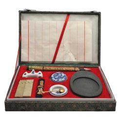 Coffret brocart calligraphie chinoise petit