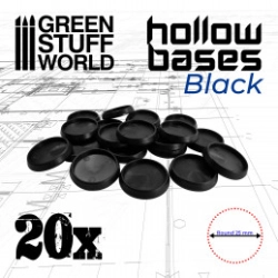SOCLES EN PLASTIQUE NOIR AVEC CREUX - ROND 25MM