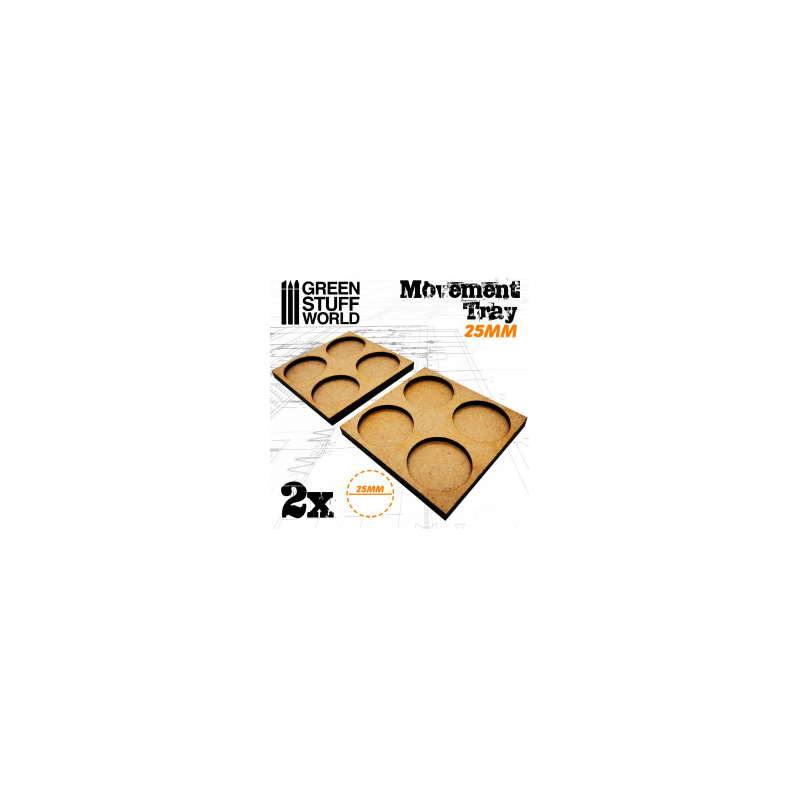 FINGERINSPIRE 5 Plateaux De Mouvement Rectangulaires - 10 Trous Pour Bases 25mm - Contreplaqué 6mm - Pour Warhammer 40k Et Jeux De Figurines
