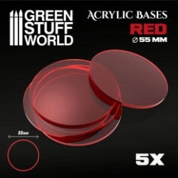 SOCLES ACRYLIQUES ROND 55 MM ROUGE TRANSPARENT