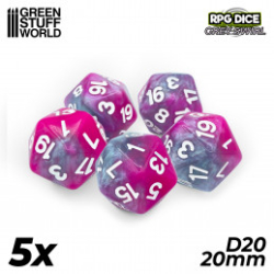 5X D20 20MM DÉS DE JEU - ROSE - GRIS