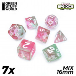 7X MIX 16MM DÉS DE JEU - ROSE CLAIR