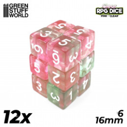 12X D6 16MM DÉS DE JEU - ROSE CLAIR