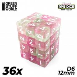 36X D6 12MM DÉS DE JEU - ROSE CLAIR