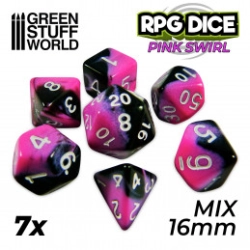 7X MIX 16MM DÉS DE JEU - ROSE MARBRE