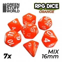 7X MIX 16MM DÉS DE JEU - ORANGE