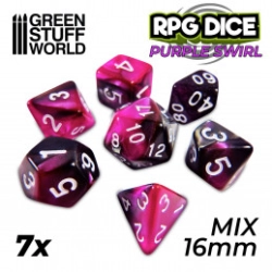 7X MIX 16MM DÉS DE JEU - VIOLET MARBRE