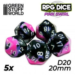 5X D20 20MM DÉS DE JEU - ROSE MARBRE