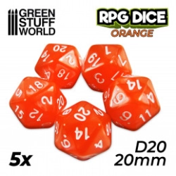 5X D20 20MM DÉS DE JEU - ORANGE