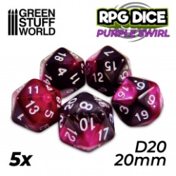 5X D20 20MM DÉS DE JEU - VIOLET MARBRE