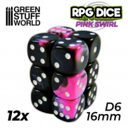12X D6 16MM DÉS DE JEU - ROSE MARBRE