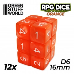 12X D6 16MM DÉS DE JEU - ORANGE