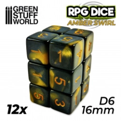 12X D6 16MM DÉS DE JEU - AMBRE MARBRE
