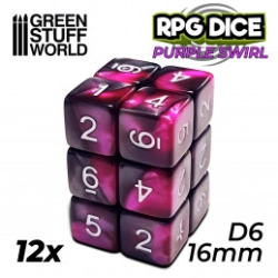 12X D6 16MM DÉS DE JEU - VIOLET MARBRE
