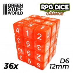 36X D6 12MM DÉS DE JEU - ORANGE