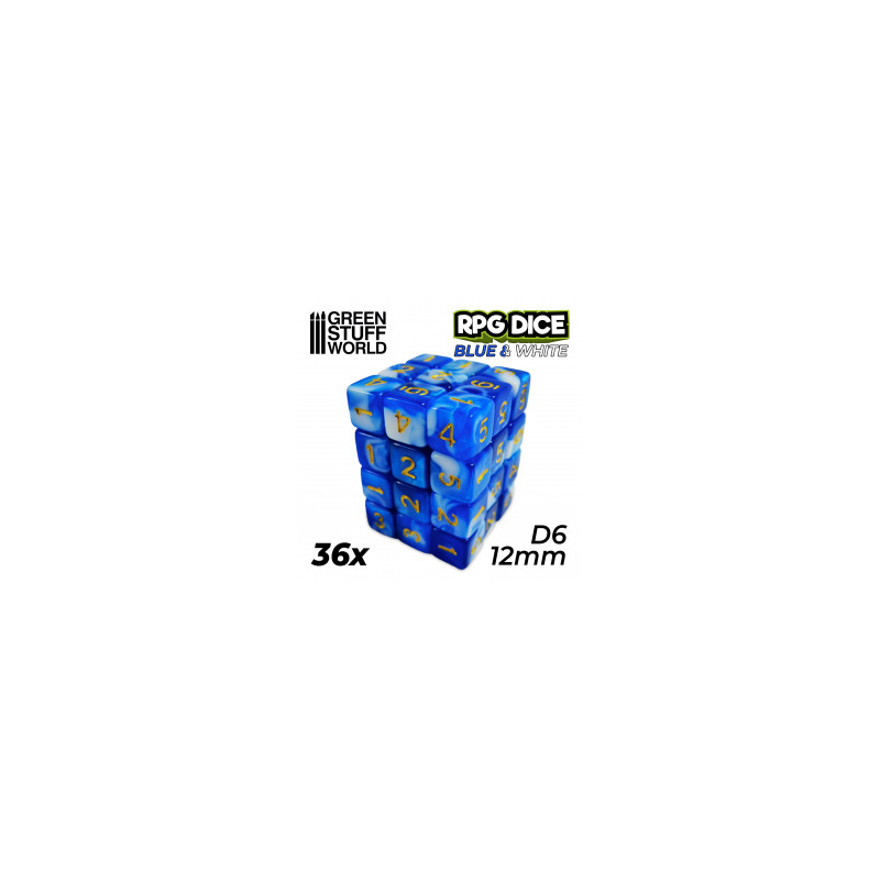 36 dés 6 12mm Borealis Luminary - Glaçons avec picots bleus