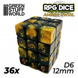 36X D6 12MM DÉS DE JEU - MARBRE AMBRE