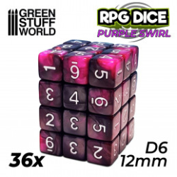 36X D6 12MM DÉS DE JEU - MARBRE VIOLET