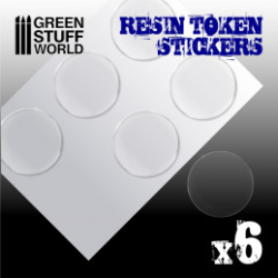 6X CABOCHONS AUTOCOLLANTS EN RESINE 50MM