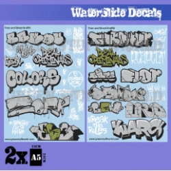DECALCOMANIES A L'EAU - MIX TRENES ET GRAFFITIS - ARGENT ET OR