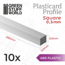PLASTICARD PROFILÉ TIGE CARRÉE PLEIN 0,5MM