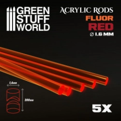 TIGES ACRYLIQUES ROND 1,6 MM FLUOR ROUGE-ORANGE
