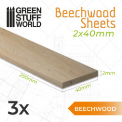 FEUILLE DE BOIS DE HÊTRE 2X40X250MM