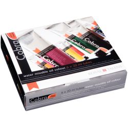 Coffret de 6 tubes de peinture à huile extra-fine diluable à l'eau Cobra - 20ml