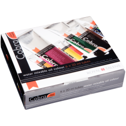 Coffret de 6 tubes de peinture à huile extra-fine diluable à l'eau Cobra - 20ml