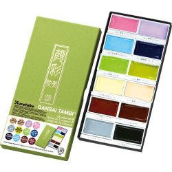Coffret de 12 godets de peinture aquarelle japonaise Gansai Tambi - couleurs annexes