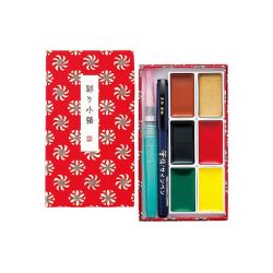 Coffret de 6 godets de peinture aquarelle japonaise Gansai Tambi + outils