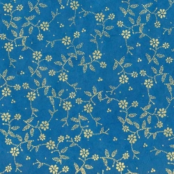 Sybille Couleur dorée sérigraphiée sur lokta bleu 50x75cm