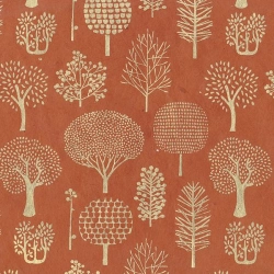 Forêt Or sur Lokta orange 50x75cm