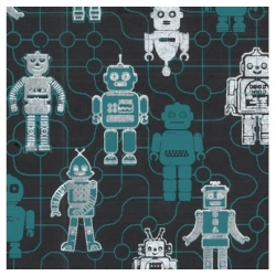 Robots bleu/argent sur papier indien 100g 50x70cm