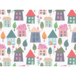 Maisons colorées sur papier 100g 50x70cm
