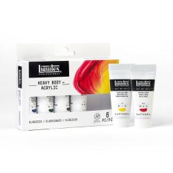 Coffret de 6 tubes de peinture acrylique extra-fines Heavy Body Liquitex - couleurs classiques 22ml