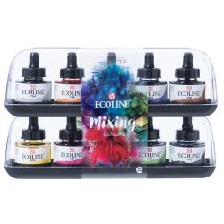 Coffret de 10 flacons de 30ml Encre Ecoline - Talens