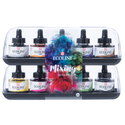 Coffret de 10 flacons de 30ml Encre Ecoline - Talens