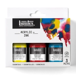 Coffret de 3 encres Acrylic Ink Liquitex - couleurs essentielles