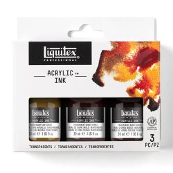 Coffret de 3 encres Acrylic Ink Liquitex - couleurs transparentes