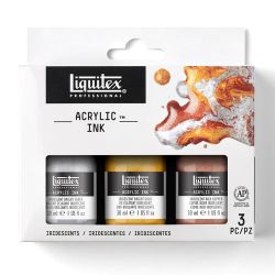 Coffret de 3 encres Acrylic Ink Liquitex - couleurs iridescentes