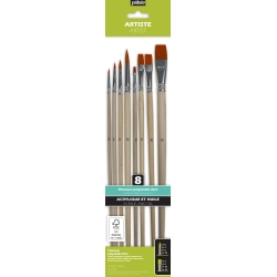 Set de 8 brosses polyamide doré - Pébéo