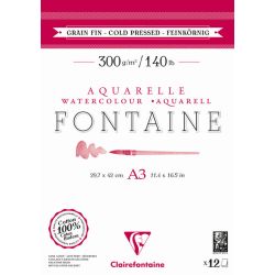 Bloc Aquarelle Fontaine Grain Fin Encollé 1 côté 300g