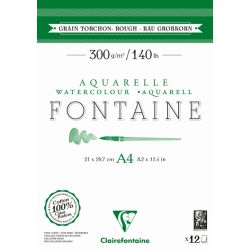 Bloc Aquarelle Fontaine Grain Torchon Encollé 1 côté 300g