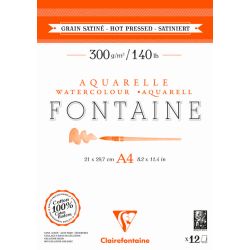 Bloc Aquarelle Fontaine Grain Satiné Encollé 1 côté 300g