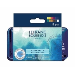 Coffret de 12 demi-godets de peinture aquarelle fine - Lefranc&bourgeois